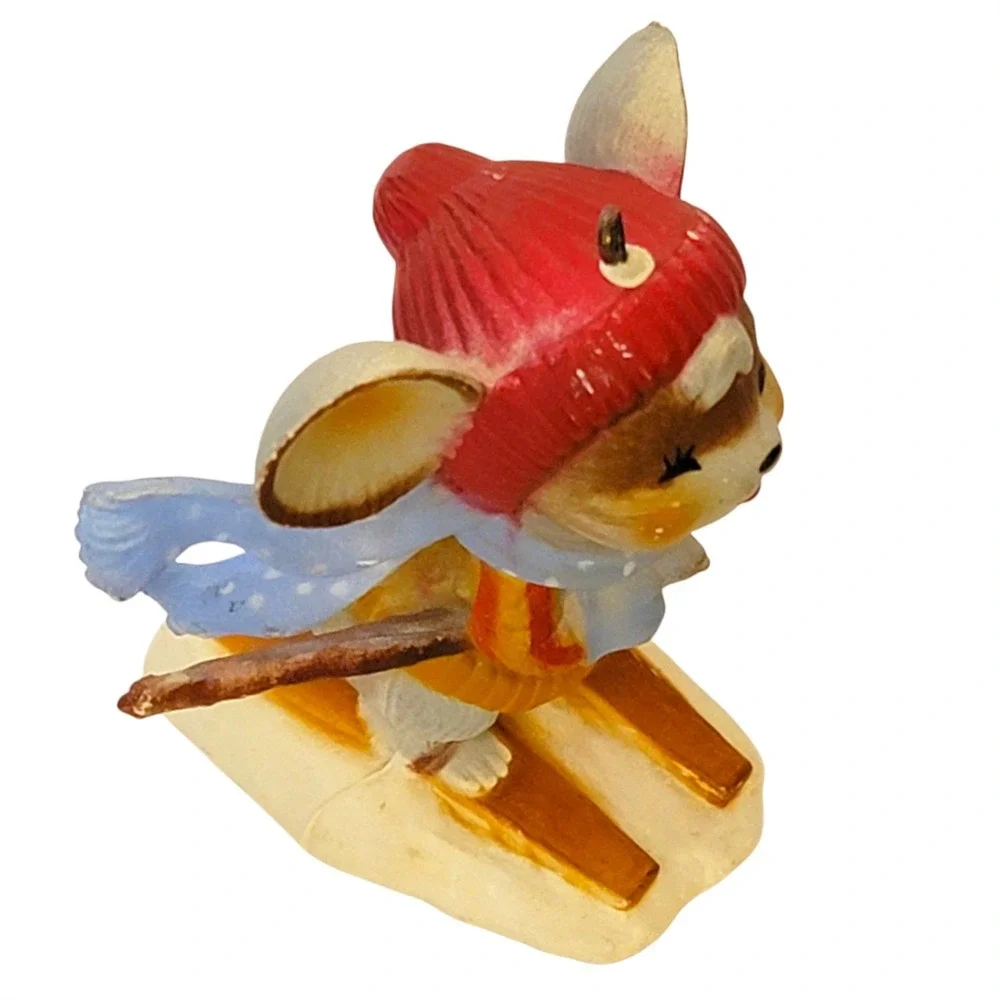 VTG‎ 80s Christmas Around the World Outdoor Mice Ornament Skiing Mouse Hong Kong